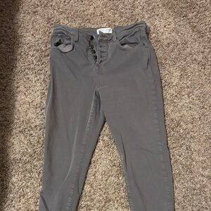 High-Rise Gray Button-Fly Women’s Jeans